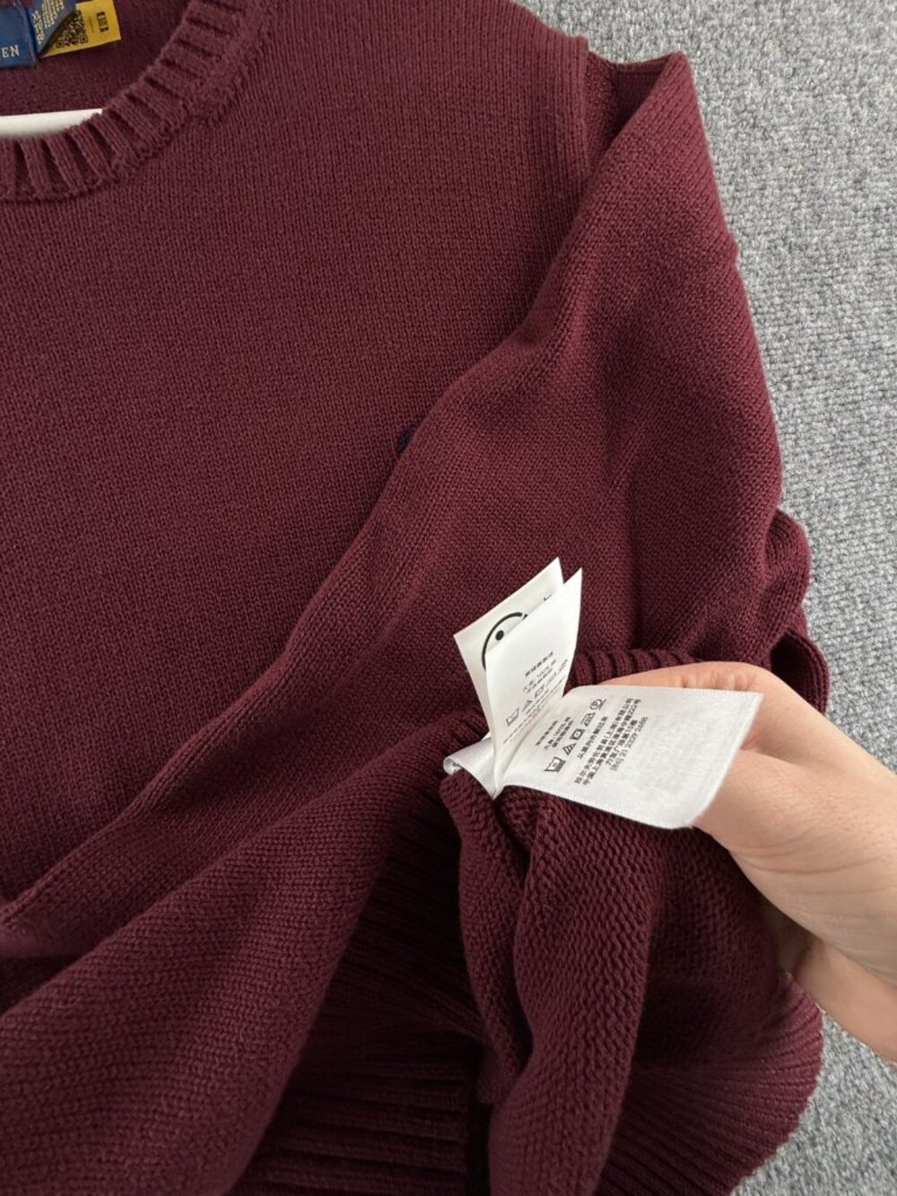 NWOT Polo Ralph Lauren Cotton Crewneck Sweater Red Wine XL Heavyweight Pullover - Picture 13 of 16